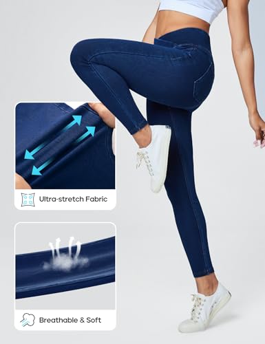 Heathyoga Crossover Jeggings for Women Tummy Control Pull on Stretchy Jeans for Women High Waisted Skinny Jeans3