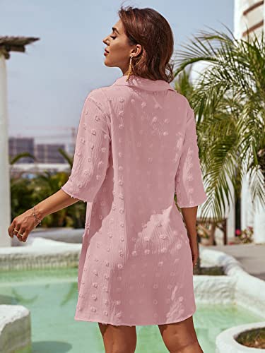 Image of Blooming Jelly Womens Swimsuit Coverups White Chiffon Bikini Swimwear Beach Cover Up Dress Shirt