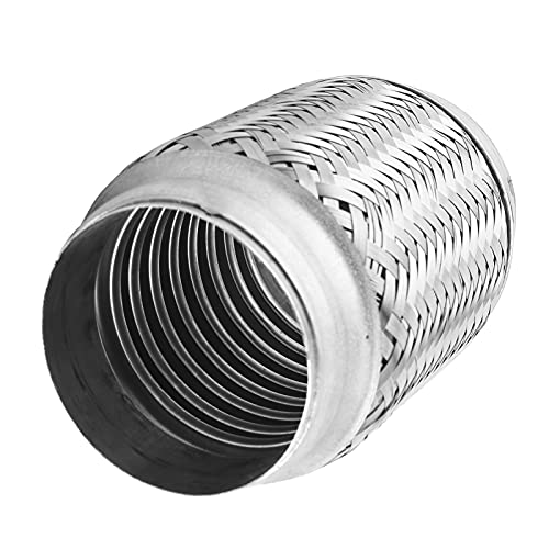 aqxreight Soufflet Tuyau Flexible d'échappement, Tuyau d'échappement Flexible tressé en Acier Inoxydable 76 mm x 150 mm, connecteur Universel pour Voiture