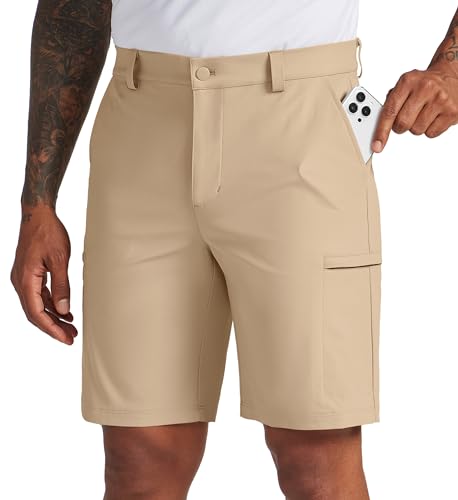 Willit Men's Golf Shorts Stretch Dress Shorts Cargo Quick Dry Athletic Casual Shorts with Pockets 9" Light Khaki 36W
