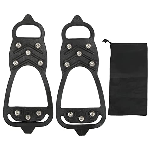 Crampons à Glace pour Chaussures et Bottes, 1 Paire de Crampons antidérapants à 8 Dents Poignées à Glace Pliables Crampons de Traction en Caoutchouc pour Hommes et Femmes(S) Cover