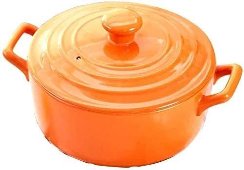 Cacerola clásica de cerámica refractaria con tapa, olla esmaltada de hierro fundido con tapa, resistente a altas temperaturas, no se decolora, cacerola de cerámica para cocina doméstica (2)