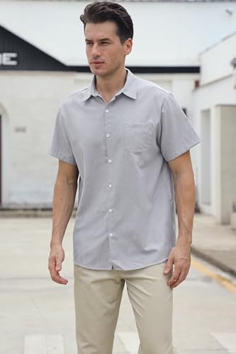 Image of SANGTREE Summer Button Down Shirts Cottn Tops for Men Women Boy Girl