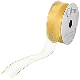 Offray Wired Edge Encore Sheer Craft Ribbon, 5/8-Inch Wide by 25-Yard Spool, Gold