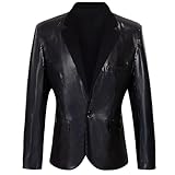CARUHIF Men's 70s Disco Jacket Sequin Blazer Shiny Party Prom Outfit(Z2981DBK,3XL)