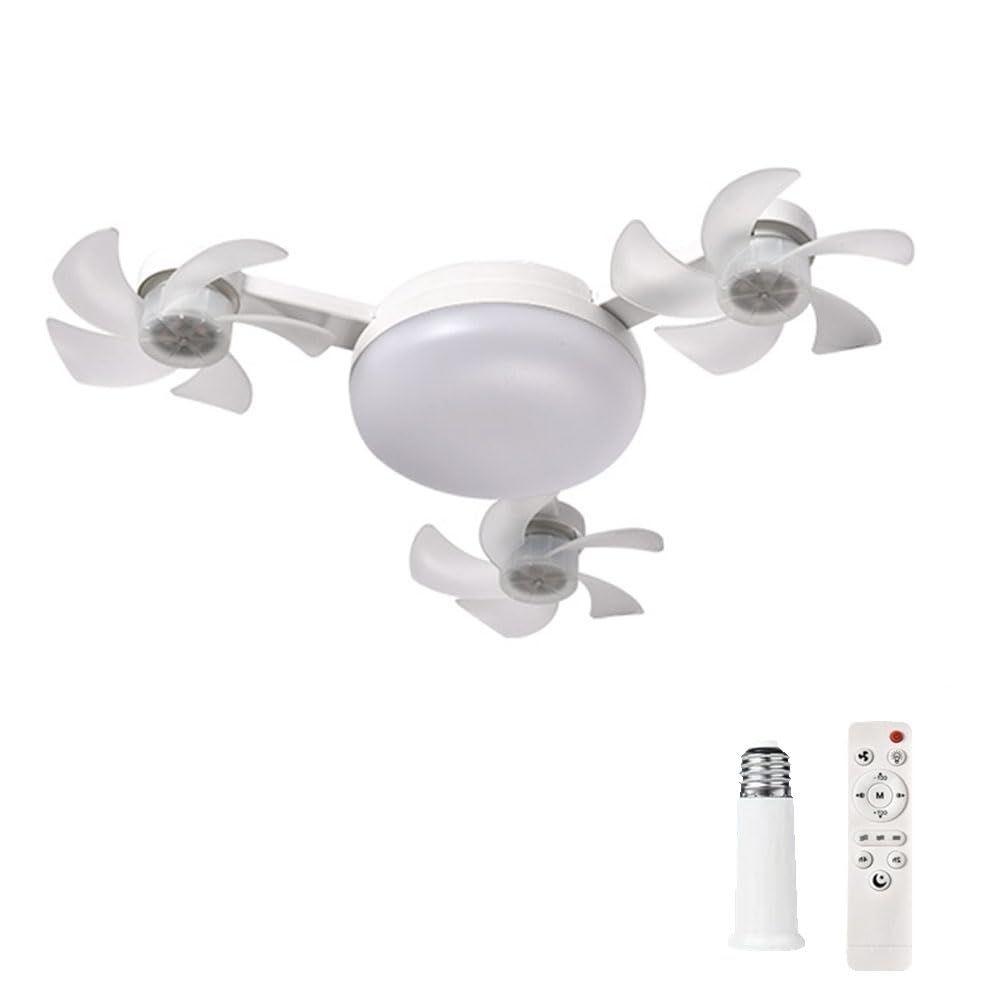 TOYZLY Drone Shaped Fan with Lights and Remote, 3 Speeds LED Ceiling Fans Light with 3 Color Light, E27 Universal Dimmable Small Ceiling Fan for Dining Room, Bedroom, Living Room (3 Heads)