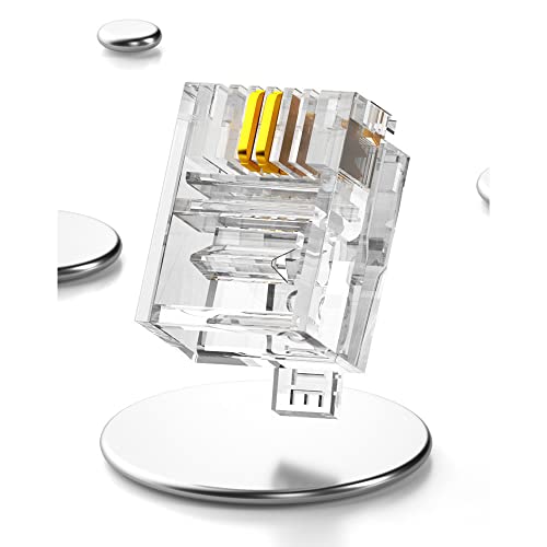 Image of 100 Pcs RJ11 6P2C Telephone Connectors, RJ11 6P2C Telephone Modular Plugs
