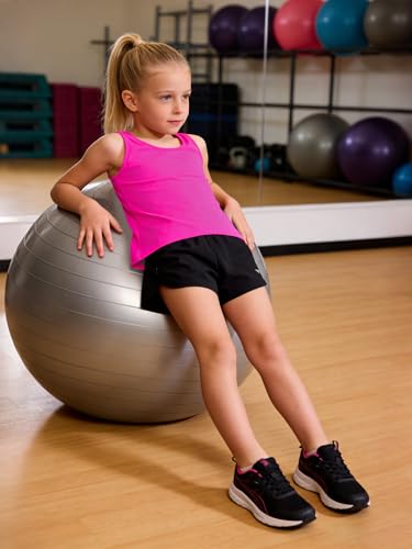Image of Haloumoning Girls Athletic Tank Tops Racerback Sleeveless Dry Fit Active Sports Running Yoga Shirts