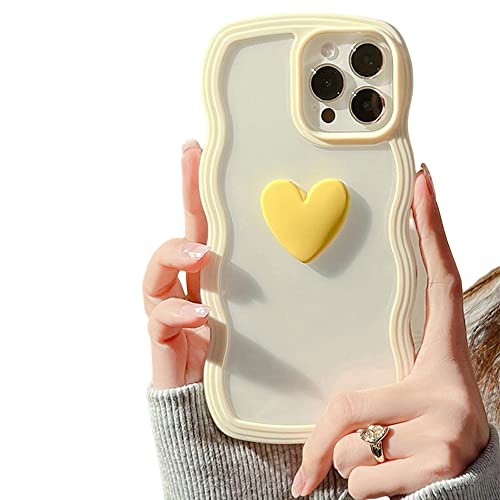 Coque iPhone 14 antichoc transparente avec motif cœur 3D vagues souple