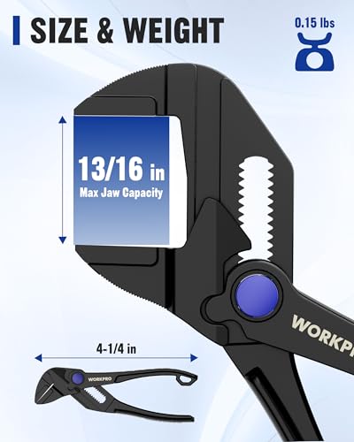 Image of WORKPRO Mini Pliers Wrench, 4-Inch Wrench Pliers with Smooth Parallel Jaws | High-Toughness Alloy Steel, Anti-Rust Coating, High-Leverage Mechanism, Secure Grip, Pocket Pliers, EDC Tool, for Tight Space