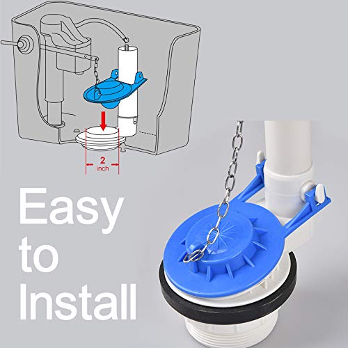 Toilet Flapper Replacement 2 inch (2 Pack) Universal for American Standard Toilet Easy to Install with Stainless Chain & Long Lasting Rubber Water Saving fit 2\'\' Flush Valve Toilet Leaking Flapper - Thumbnail 6
