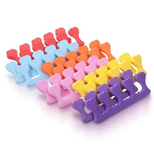 Toe Separators Set 24pcs, Colorful Heart Sponge Toe Separators, Soft Finger Separators Toe Divider Spacer for Nail Art Polishing Gel Painting Toe Spacers for Women Men Pedicure, Spa, Manicure Supplies