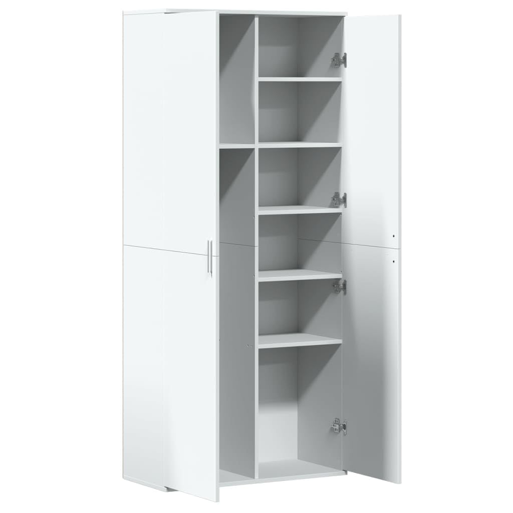 IKAYAA Armario Multiusos de Limpieza y Almacenamiento con 2 Puertas, Madera de Ingeniería, 80x35x180 cm Blanco
