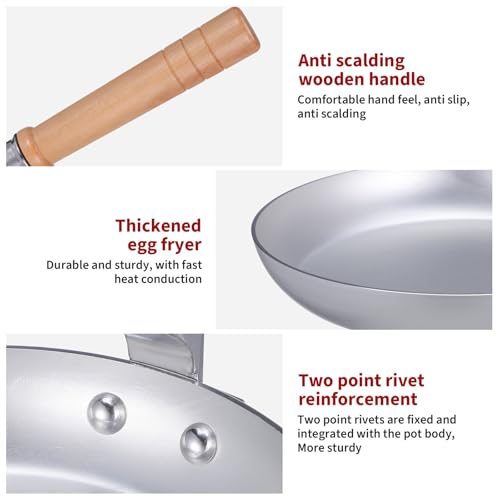 Poêle à Oyakodon de précision, acier inoxydable durable et manche en bois - 4