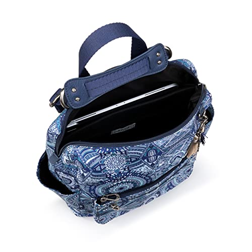 Sakroots Women's Loyola Backpack Eco-Twill, Convertible Purse With Adjustable Crossbody Strap, Multifunctional Bag With Laptop Compartment, Navy Wanderlust, One Size #TOP2