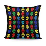 Funda de Almohada de Felpa con Estampado único, Suave y Original de alienígenas psicodélicos, con Cremallera, para sofá, sillón o Sala de Estar.
