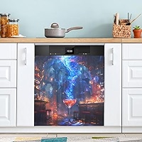 Aesthetic Blue Flowers Dishwasher Magnet Cover Magnetic Dishwasher Door Cover Magnetic Refrigerator Cover 23x26in - View #3