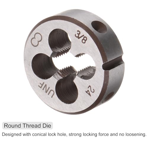 QUARKZMAN 3-teiliges Gewindebohrer- und Schneideisen-Set, 3/8-24 UNF Gewindebohrer & Rundschneideisen, Gewindeschneidwerkzeug-Set für Muttern, Schrauben und Gewindereparatur