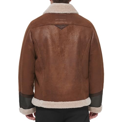 Image of DKNY Men's Faux Shearling Bomber Jacket With Faux Fur Collar