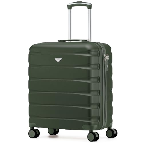 Flight Knight Lightweight Travel Suitcase 56x45x25cm | Hard Shell Carry On Luggage with Aluminum Telescopic Handle, 8 Wheel & TSA Lock | Approved for British Airways, Jet2 & EasyJet Overhead Bag