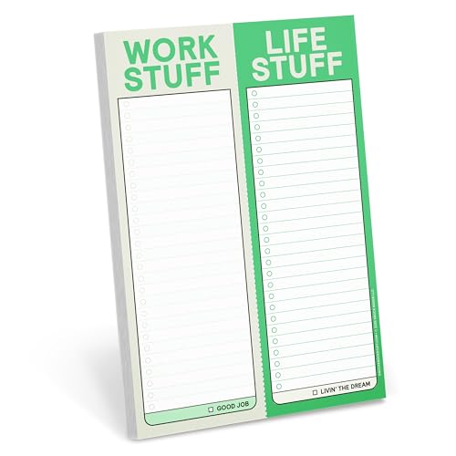 Knock Knock 1-Count Work Stuff Life Stuff Perforated Note Pad, To Do List Planner for Work & Daily Life, 60 Perforated Sheets, 6 x 9-Inches Each