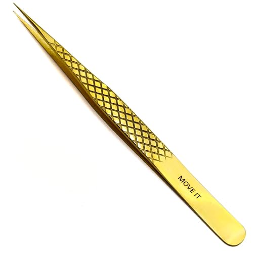 LLBA Pinzas profesionales para aplicar pestañas postizas de volumen, pinzas de múltiples formas y propósitos, pinzas de agarre antideslizante para volumen, aislamiento y pestañas clásicas (dorado