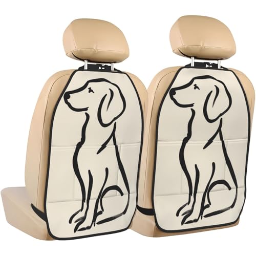 Vintage Golden Retriever Dog Sitting Car Seat Back Kick Protectors,2 Pack Kick Mats with Storage Pockets for Vehicles to Protect from Dirt Mud Scratches