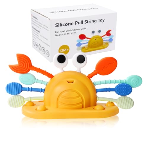 Image of Socub Baby Toys- Silicone Suction Cup Toys for High Chair, Pull String Learning Toys for 6-12 12-18 Months, Montessori Toys for 1 Year Old, Toddler Sensory Toys｜Baby Bath Toys for 1 2 Years Old