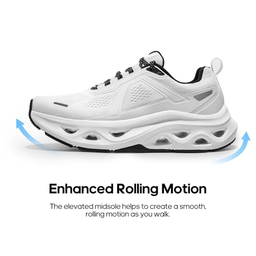 NORTIV 8 Men's Comfortable Walking Shoes MovePropel Athletic Breathable Gym Workout Tennis Jogging Cross Training Non Slip Fashion Running Sneakers,Size 9.5,White,SNWS247M