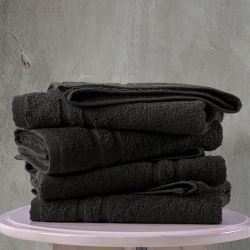Hawmam Linen Black Hand Towels 4 Pack Turkish Cotton Premium Quality Soft and Absorbent Small Towels for Bathroom - Image 6