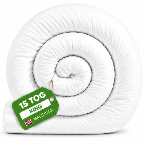 Extra Thick Anti Allergy King Size Duvet 15 Tog - Luxury Hotel Quality Hollowfibre Ultra Soft Cosy Skin Friendly Warm Winter Fluffy Quilt Soft Machine Washable