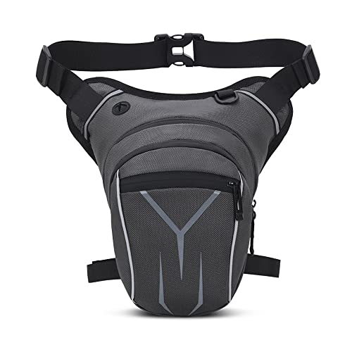 バイクレッグバッグ レッグポーチ レッグバッグ 腿用 2点固定 スポーツバッグ 斜めスパンバッグ 防水性 耐久性 大容量 バッグ 多機能 戦術レッグバッグ アウトドア ヒップバッグ 潮流 ハンサム (グレー)
