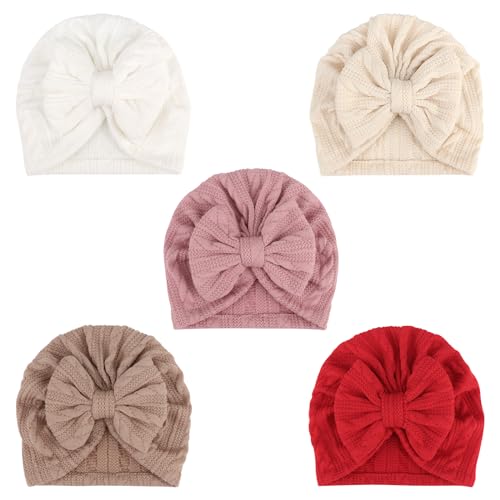 Image of DRESHOW BQUBO Baby Turban Hats Turban Bun Knot Baby Infant Beanie Baby Girl Soft Cute Toddler Cap