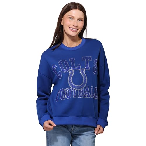 FOCO Indianapolis Colts NFL Womens Rhinestone Logo Oversized Crew Neck Sweatshirt - XXL