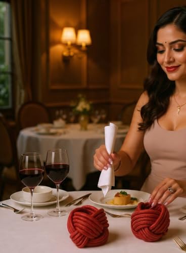 Image of Handmade Napkin Ring Holder Set (Red) - Pack of 6