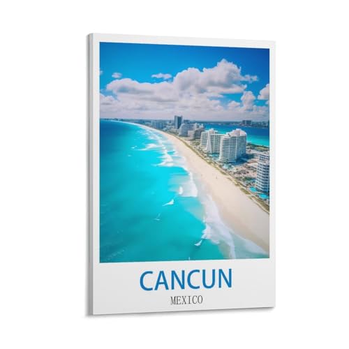 Impression sur toile Cancun Mexique déco murale rétro haut de gamme