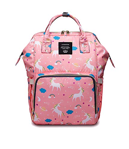 Atsabdas Diaper Bag Backpack for Mom Dad, Maternity Changing Bag Diaper Backpack with Stroller Straps(unicorn print)