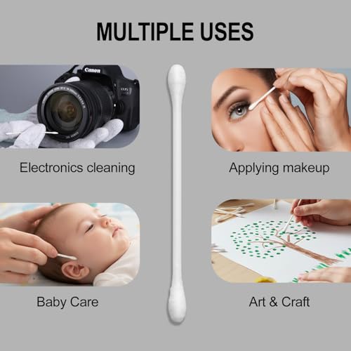 Image of Cotton Buds, Gentle Cotton Swabs for Personal Hygiene and Beauty - 200 Sticks (400 Swabs)