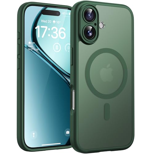 TOCOL für iPhone 17 Hülle für MagSafe Vollständiger Kameraschutz Eingebauter Magnetring Stoßfest Kratzfest Transluzente Matt Handyhülle für iPhone 17 Case 6 3 Zoll Alpengrün