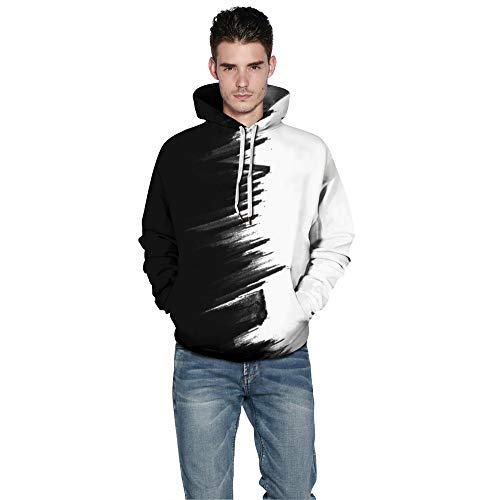 Sanatty Unisex Hoodies 3D Print Galaxy Pullover Hooded Sweatshirt Hoodies With Big Pockets Black White #TOP2