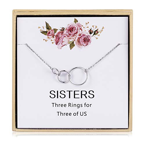 3 Sisters Necklace - 925 Sterling Silver Three Circles Friendship Sister Necklace For Women