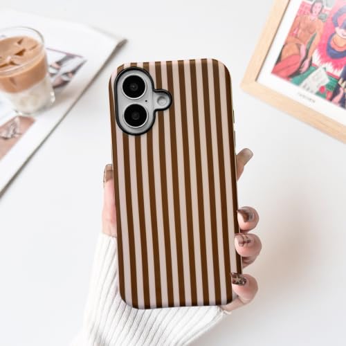 NITITOP for iPhone 16 Plus Case Cute Matte Stripe - Brown by NITITOP - Used condition - Image 4