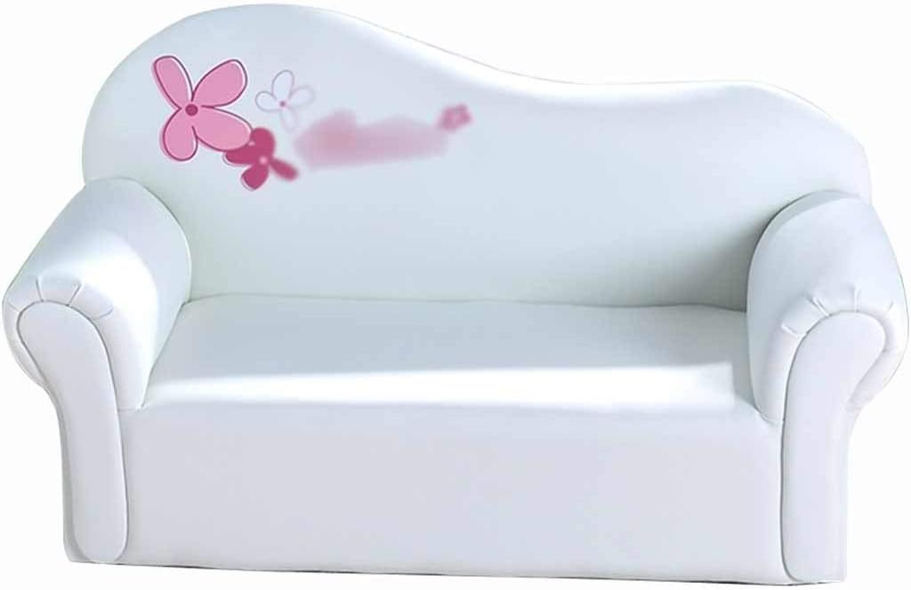 Couch Small Cute Cartoon Print Double Sofa Chair Boy and Girl Princess Bedroom Eco-Friendly Leather Art Armchairs No Assembly Required (Color : Red Size : 503783cm) (White 50*37*83cm)