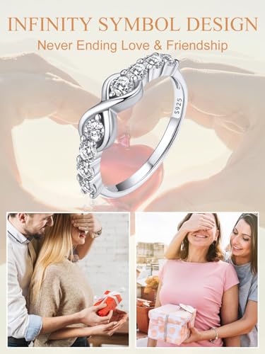 Custom4U Personalized Mothers Ring with 1-5 Birthstones Names Engraved 925 Sterling Silver/14K White Gold Plated Birthstone Rings for Women Promise Ring Birthday Jewelry Gifts for Mom Grandmother Wife4