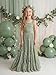 LalaMira Flower Girl Dress Lace Boho Toddler Dresses Ruffle Girl Dress for Wedding Garden Party Holiday Communion Sleeveless Sage Green-8 Years