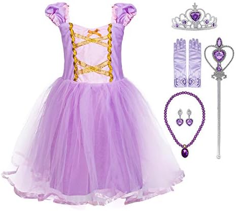 Princess Mermaid Dress Costume for Baby Toddler Girl with Accessories (6, Rapunzel with Accessories)