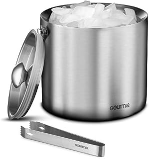 Gourmia GIB9385 Stainless Steel Ice Bucket With Tongs - 3 Liter Double Walled
