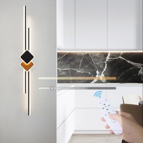 Lámpara de pared interior regulable con mando a distancia y diseño lineal