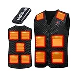 [ZHICHUAN] 電熱ベスト 加熱ジャケット【前後11箇所発熱 40800mAhモバイルバッテリー付属】前後温度独立制御 超軽量 防寒 3段階温度調整 USB給電 秋冬用 屋外作業 ヒーターベスト 発熱ジャケット 日本語の説明書付き (JP, アルファベット, L)