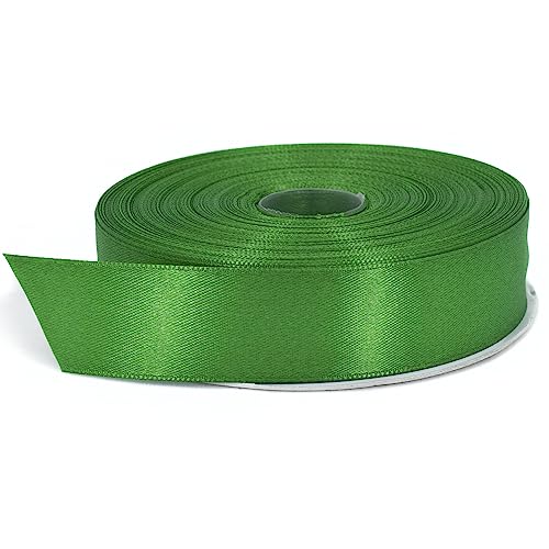 Stuffvisor Green Satin Ribbon Roll, 1 inch x 50 Yards, Double Face Solid Color, Thick and Durable, 100% Polyester for Gift Wrapping, Crafts, Hair and Multiple Decorations